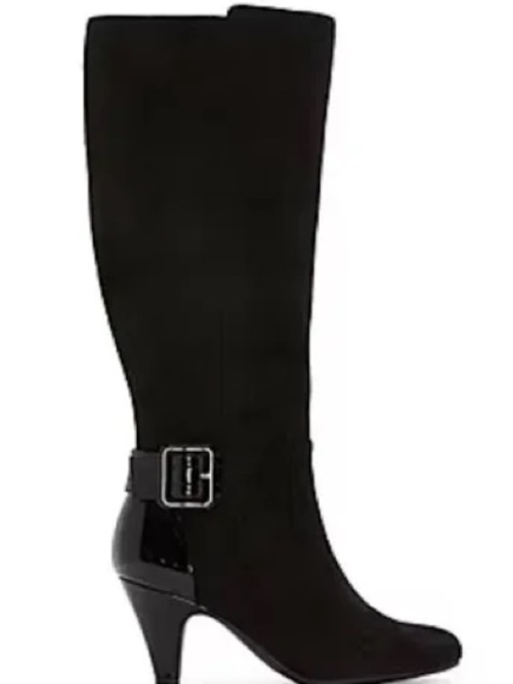 East 5th Black Knee-High Heeled Boots with Buckle